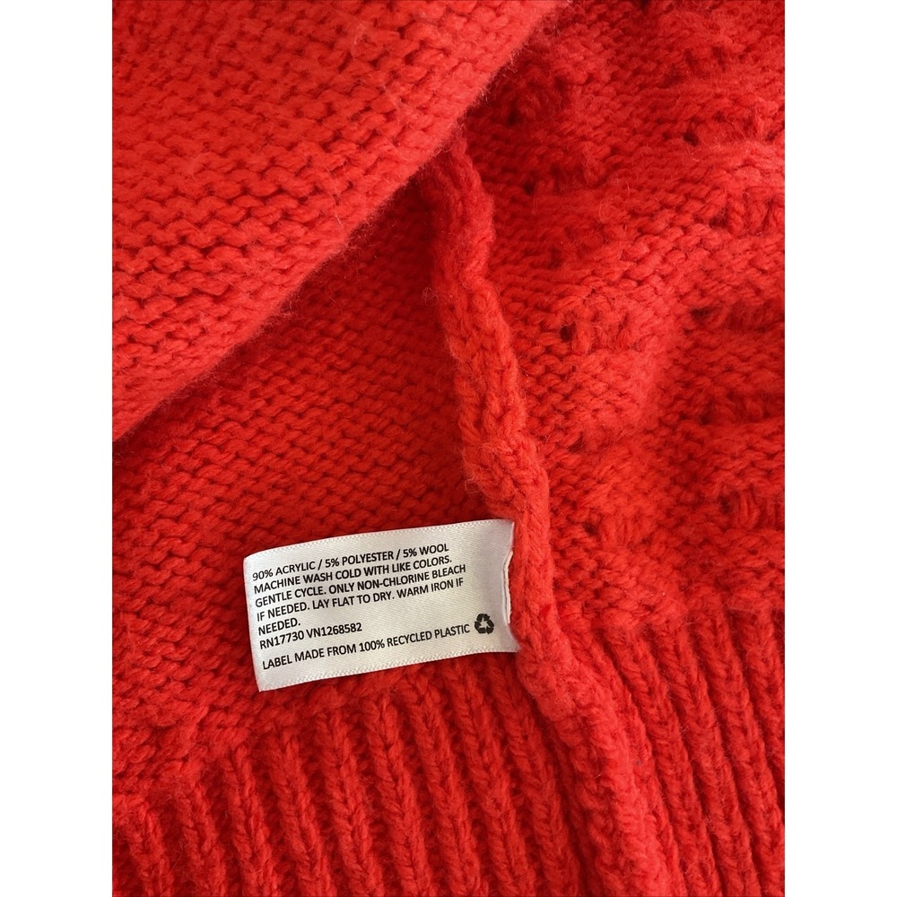 LEGO Target Women's Red Bobble Popcorn Knit Open Front Long Duster Sweater Sz M - Picture 8 of 9